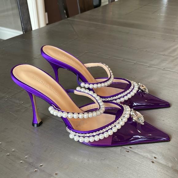 Mach Mach purple pvc diamond of Elizabeth mules 100mm heels sz 39